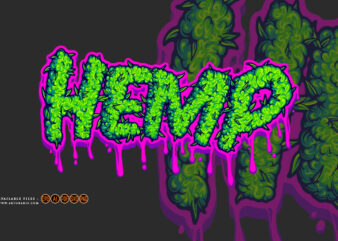 Hemp typeface letter with gooey effect logo illustrations