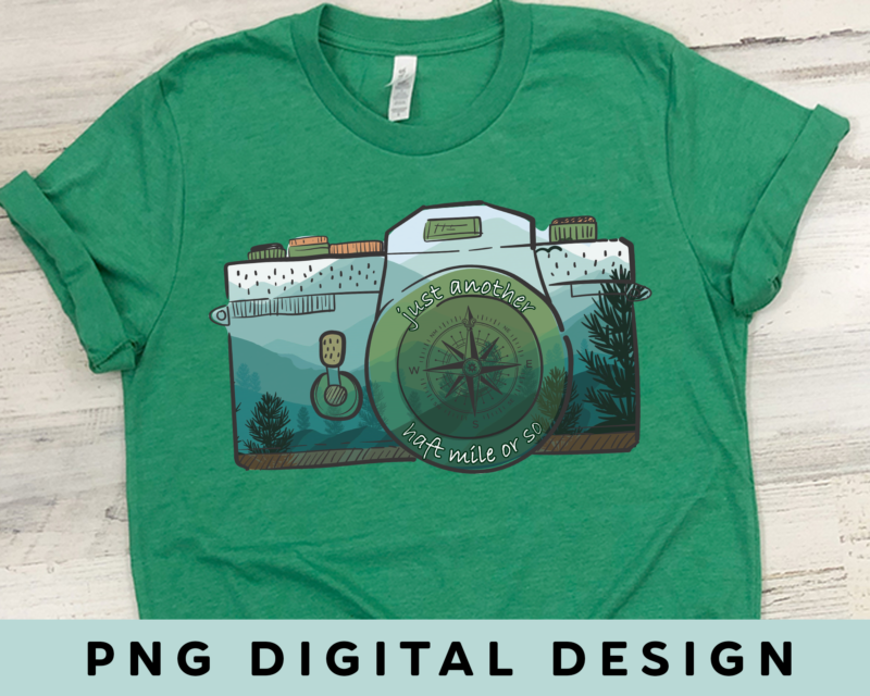 Hiking PNG File For Shirt Tote Bag, Hiker Gift, Camera Mountain PNG, Camper Gift, Camping Design Sublimation, Instant Download HH-black