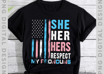 His He Him Respect My Pronouns Trans Transgender Pride Flag NH-1