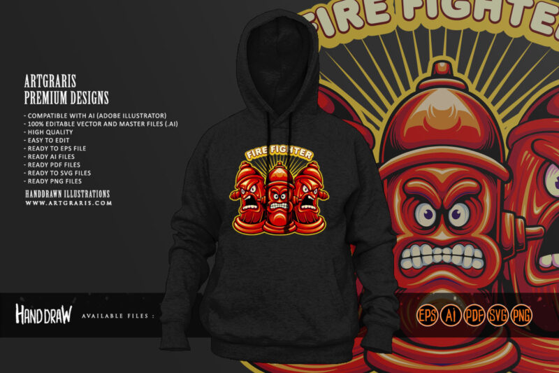 Hydrant pillar fire fighter department logo illustartions