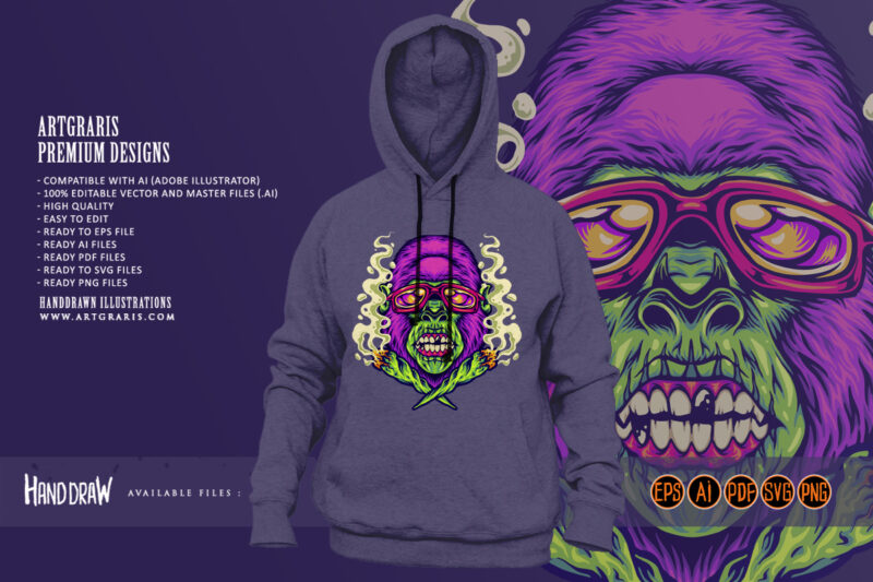 Gorilla funk strain indica dominant logo illustrations