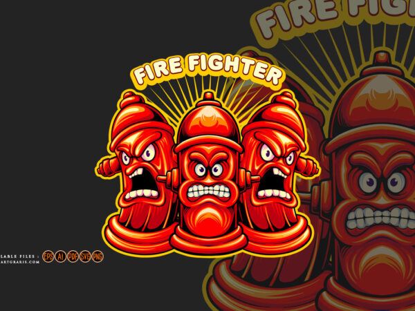 Hydrant pillar fire fighter department logo illustartions graphic t shirt