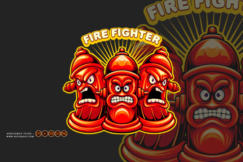 Hydrant pillar fire fighter department logo illustartions