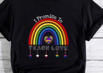 I Promise To Teach Love LGBTQ Pride Proud Ally Teacher PC t shirt design for sale