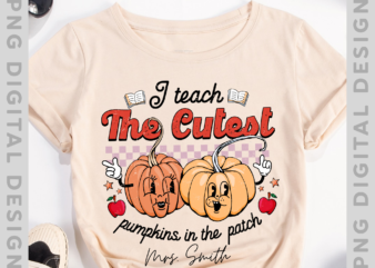 I Teach The Cutest Pumpkins In The Entire Patch Shirt, Retro Halloween Teacher Tee, Spooky Season Costume , Boho Witch Tee, Autumn Fall Gift PH