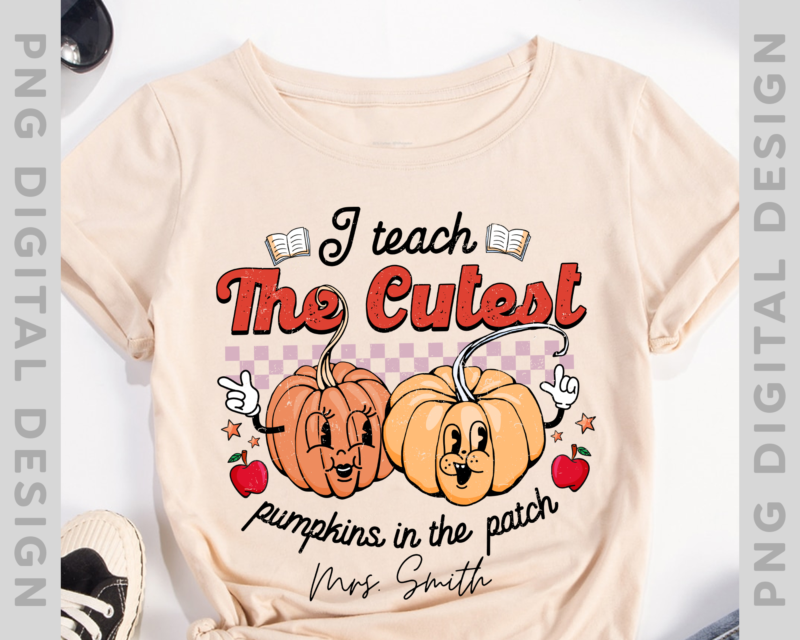 I Teach The Cutest Pumpkins In The Entire Patch Shirt, Retro Halloween Teacher Tee, Spooky Season Costume , Boho Witch Tee, Autumn Fall Gift PH