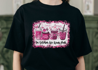 In October We Wear Pink Coffee Latte Breast Cancer Awareness NH t shirt design for sale