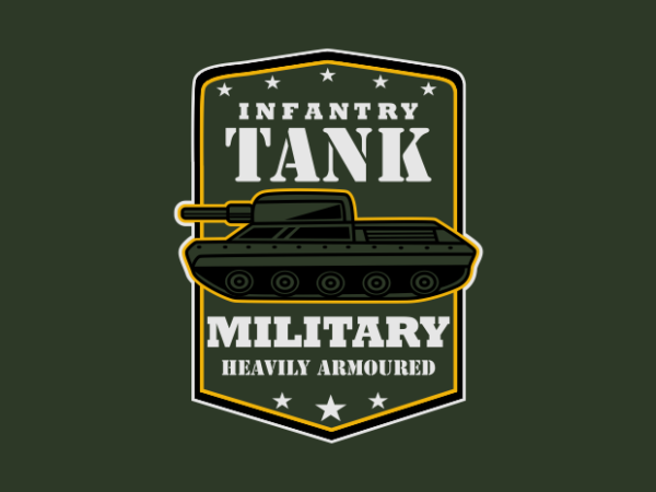 Infantry tank cartoon t shirt design for sale