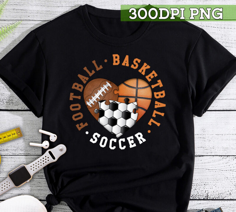 Interlocking Heart Football Basketball Soccer T-Shirt, Sport Lover, Basketball Shirt, Football shirt, Soccer T-Shirt TC