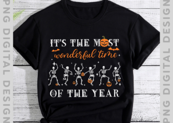 It_s the most wonderful time of the year, Retro Halloween Costume Dancing Skeleton Spooky Season T-Shirt TH