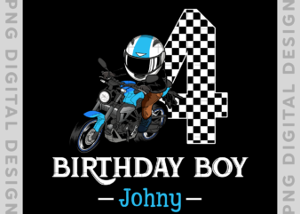 Kids 4 Year Old Blue Racing Motorcycle Birthday Boys Girls Gift T-Shirt, Custom Birthday, Racing Boy Gift TH