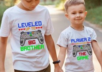 Leveled Up To Big Brother T Shirt Big Brother Matching T-Shirts TH