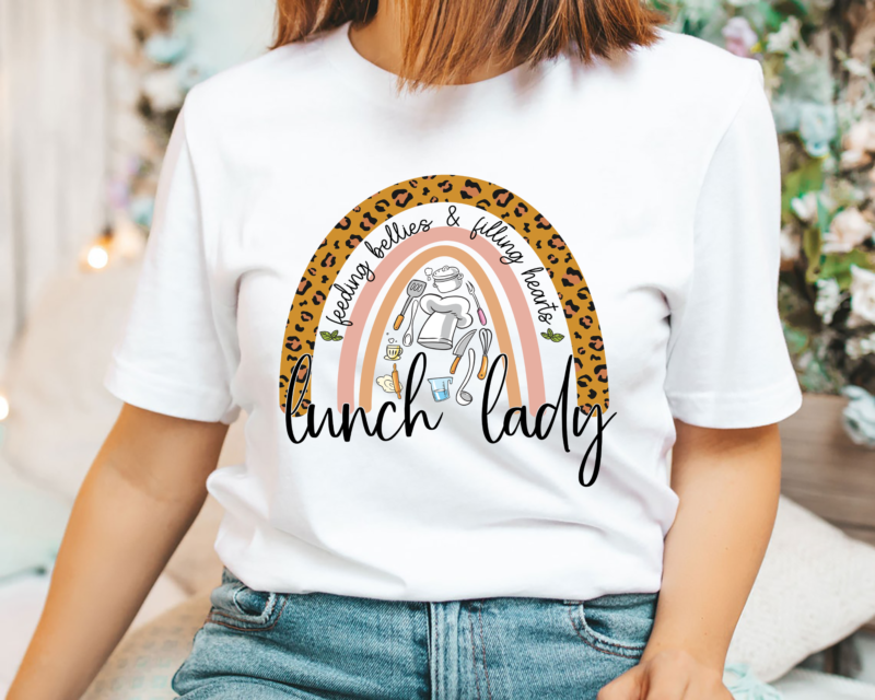 Lunch Lady PNG File, Rainbow Lunch Lady Design, Feeding Bellies _ Filling Hearts, Cafeteria Crew, Gift For Her, Instant Download HH