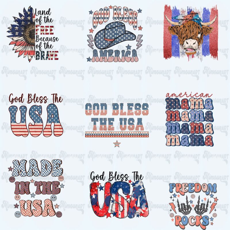 Retro 4th of july T-shirt desisgns Bundle