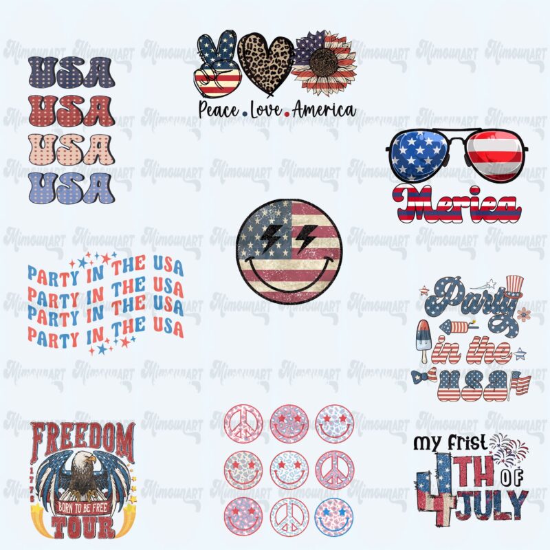 Retro 4th of july T-shirt desisgns Bundle