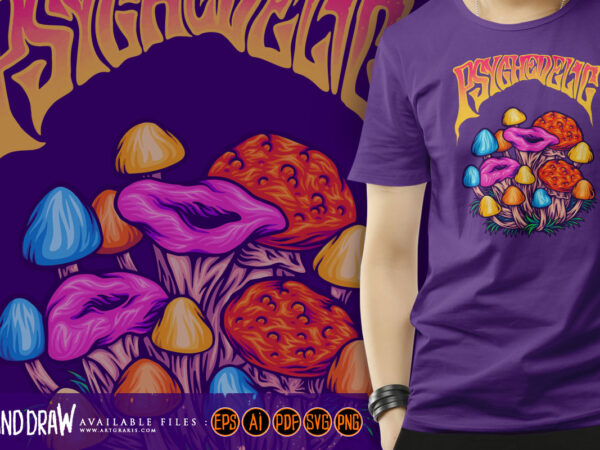 Magic mushroom family spore mycology logo illustrations t shirt designs for sale