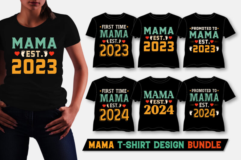 Mom Mama Mommy Mother Grandma Est T-Shirt Design Bundle