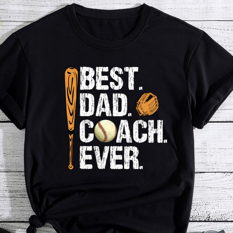 Mens Best Dad Coach Ever Baseball Patriotic For Father_s Day T-Shirt PC