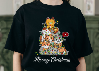 Meowy Christmas Cat Tree T-shirt, Cats Christmas, Funny Christmas, Christmas Tree TH