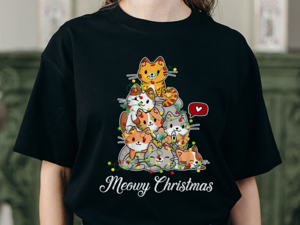 Meowy christmas cat tree t-shirt, cats christmas, funny christmas, christmas tree th