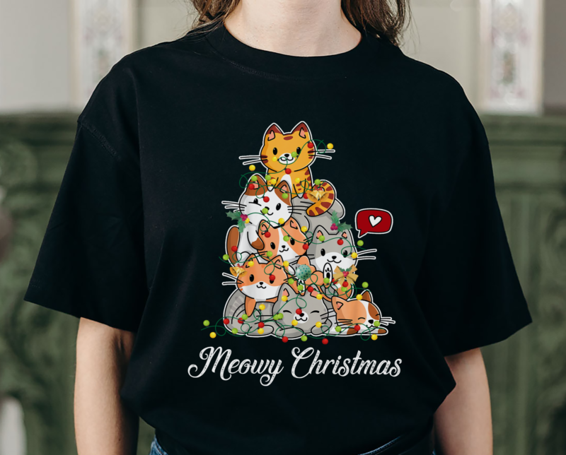 Meowy Christmas Cat Tree T-shirt, Cats Christmas, Funny Christmas, Christmas Tree TH