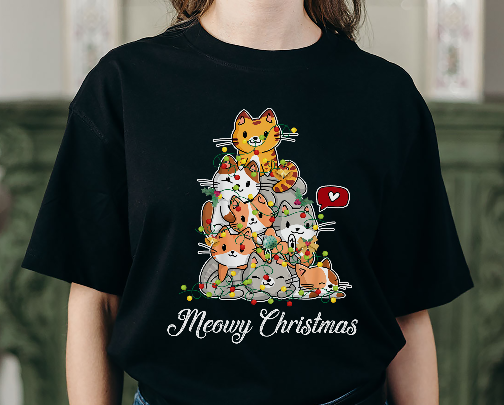 Meowy Christmas Cat Tree T shirt Cats Christmas Funny Christmas Christmas Tree TH