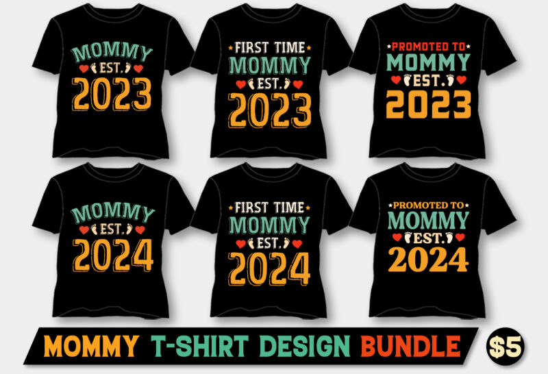 Mom Mama Mommy Mother Grandma Est T-Shirt Design Bundle