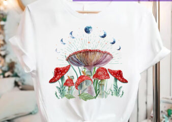 Mushroom PNG File For Shirt Tote Bag, Hippie Design, Aesthetic PNG, Bontanical Sublimation, Plants Instant Download HC