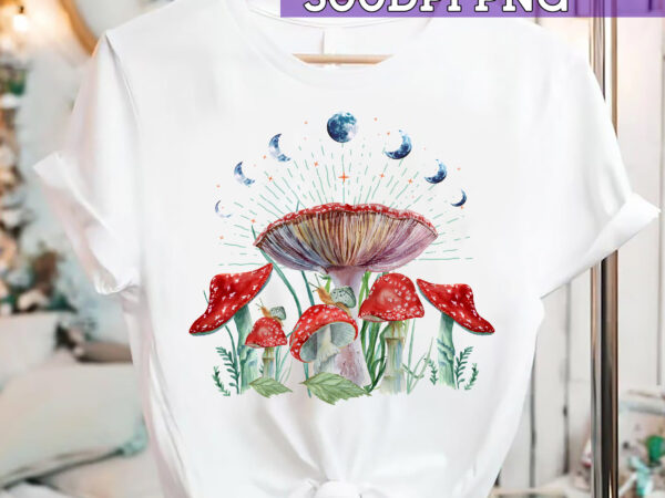 Mushroom png file for shirt tote bag, hippie design, aesthetic png, bontanical sublimation, plants instant download hc