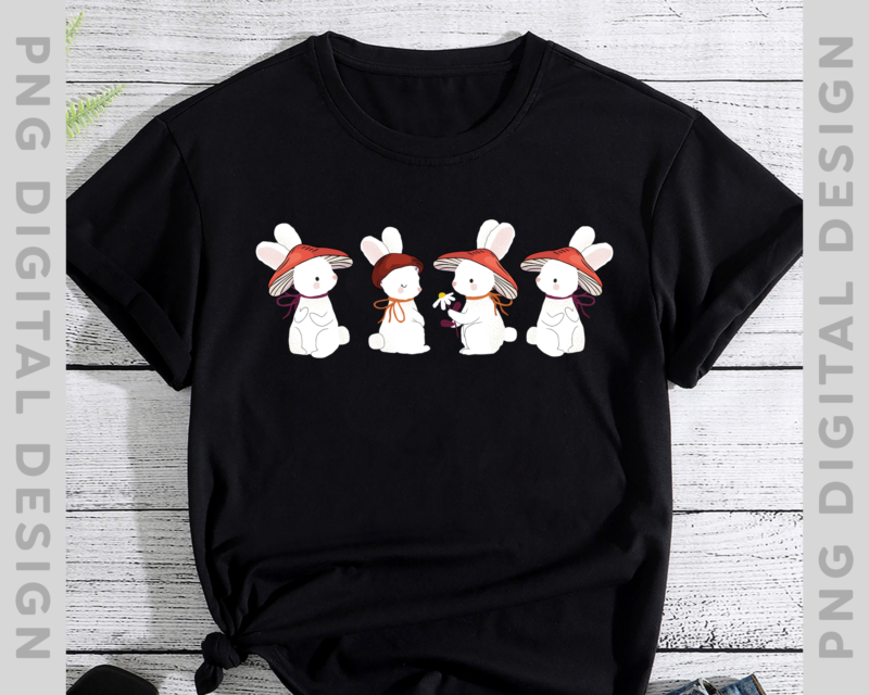 Mushroom Rabbit T-shirt, Cottage core Shirt, Mushroom Lover Tshirt, Gift for Rabbit Lovers TH