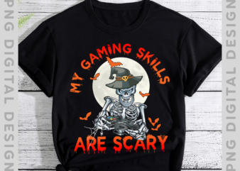 My game gaming skills are scary Skeleton Game boy Shirt, Halloween Shirt, Funny boys gamer Halloween TH t shirt designs for sale