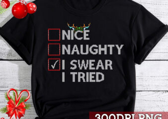Nice Naughty I Swear I Tried Christmas List Xmas Santa Claus NC