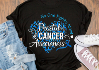 No One Fights Alone PNG Design, Prostate Cancer Awareness PNG File, Cancer Support PNG Design, Blue Ribbon CH