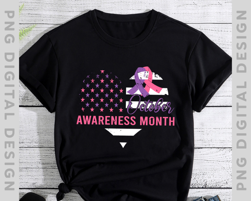 October Breast Cancer _ Domestic Violence Awareness Month T-Shirt PNG File PH