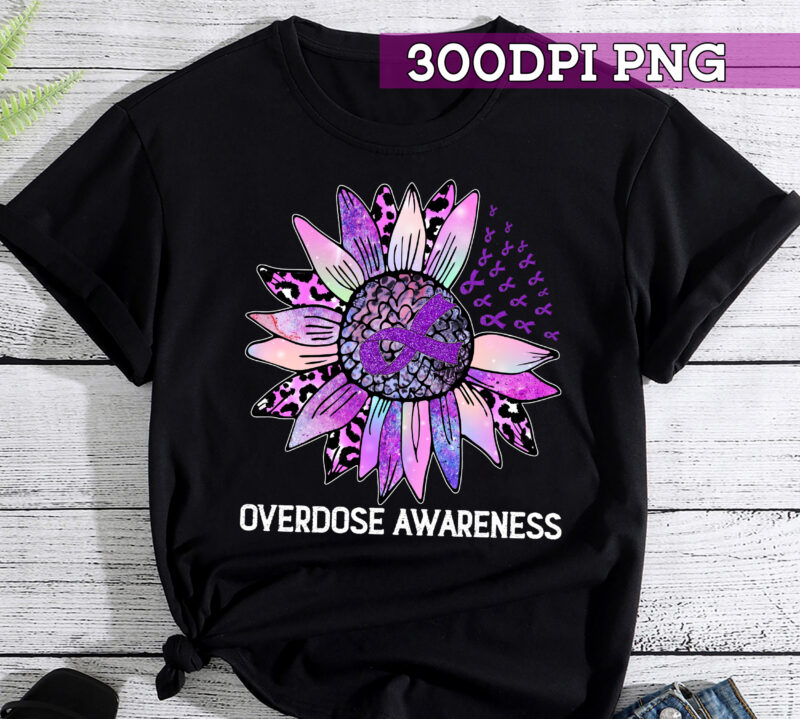 Overdose Awareness Wear Purple Leopard Sunflower Shirt, Overdose Ribbon, Purple Ribbon, Overdose Mom, Recovery Month, Awareness Cancer Month