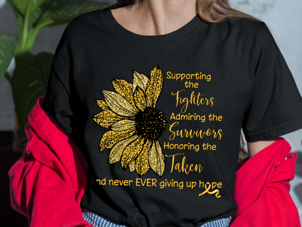 Png file – childhood cancer awareness shirt, sunflower shirt, gold ribbon shirt, childhood cancer warrior mom, png design hh