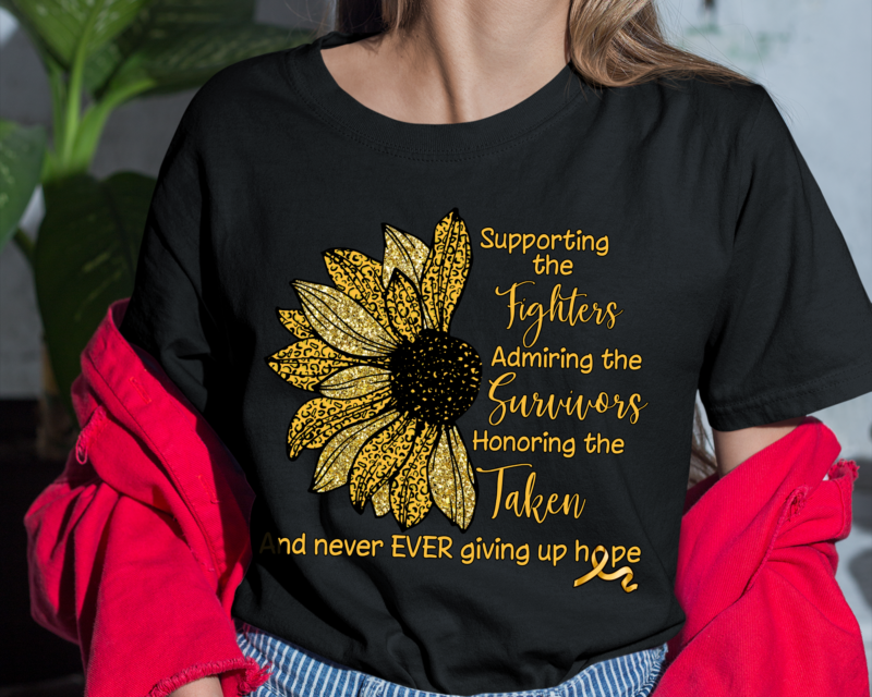 PNG File – Childhood Cancer Awareness Shirt, Sunflower Shirt, Gold Ribbon Shirt, Childhood Cancer Warrior Mom, PNG Design HH