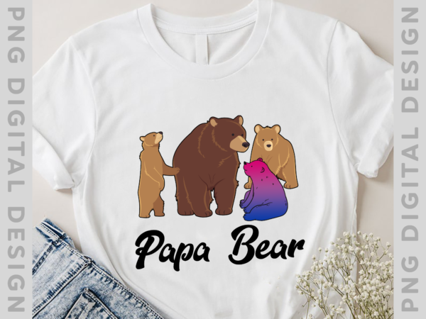 Papa bear bisexual png file for shirt, bisexuality dad design, gift for dad, bi pride flag, lgbt pride, instant download hh