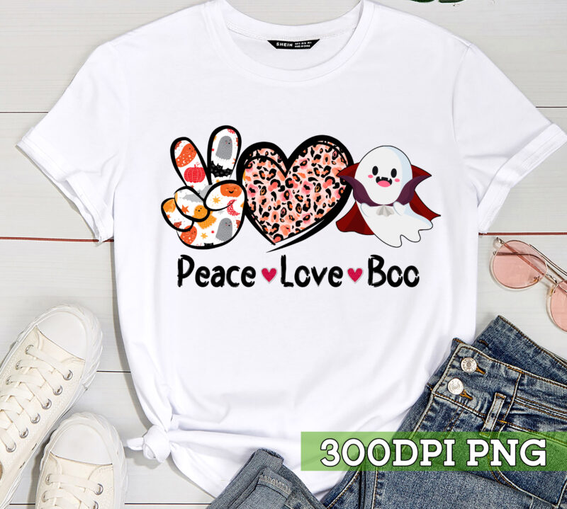 Peace Love Boo T-Shirt, Halloween Gift, Funny Gift Holiday, Boo Halloween shirt TC