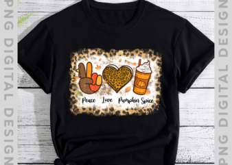 Peace Love Pumpkin Spice Turkey Fall Leopard Thanksgiving NH t shirt illustration