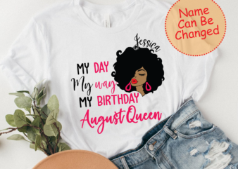 Personalized Black Queen Birthday PNG File, Gift For Her, August Birthday Gift, Black Girl Gift, Birthday Instant Download HH