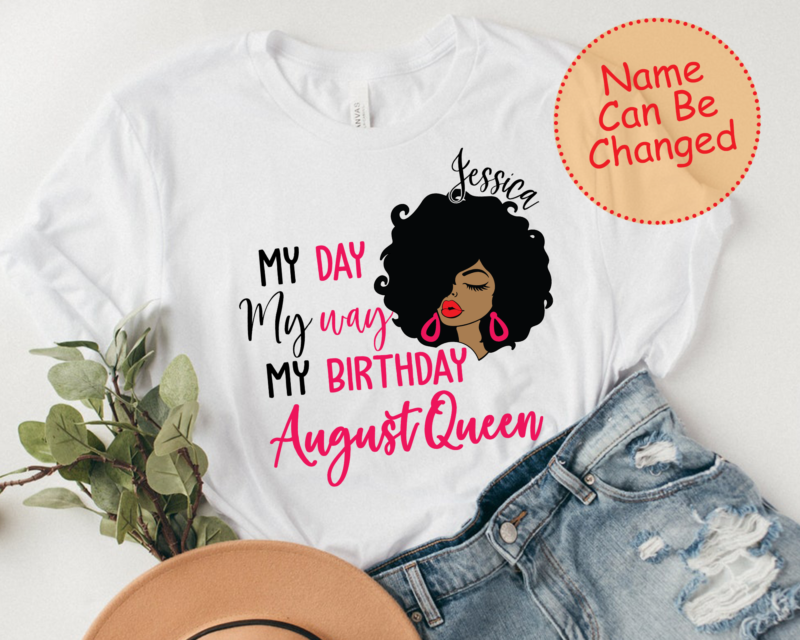 Personalized Black Queen Birthday PNG File, Gift For Her, August Birthday Gift, Black Girl Gift, Birthday Instant Download HH