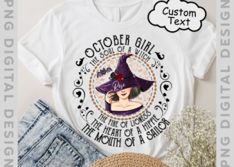 Personalized October Halloween Birthday T Shirt, Custom Birthday Shirt, Queens Born In October, October Birthday Shirts For Woman, October Birthday Halloween Gift for October Girl PNG File PH