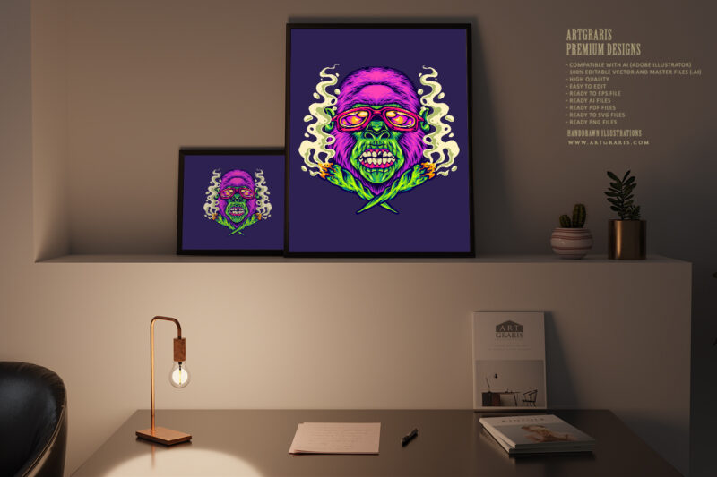 Gorilla funk strain indica dominant logo illustrations