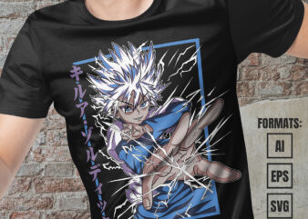 Premium Killua Hunter x Hunter Anime Vector T-shirt Design Template #2