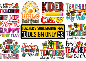 Teacher Sublimation PNG Design 10 Design Bundle,Teacher PNG, Teacher Name Frame PNG, Pencil Apple Coffee Rule Frame Name, File Design for Sublimation Or Print, digital DownloadTeachers Change The World Png