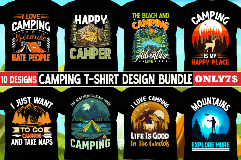 Camping T-shirt DEsign Mega Bundle , 6o Design ,Hiking T-shirt Design BUndle 10 Design PNG ,100+ Adventure Png Bundle, MountaiBig Hiking Svg Bundle, Mountains Svg, Hiking Shirt Svg, Hiking Quotes