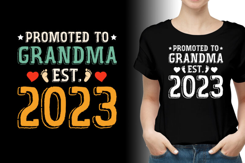 Promoted to Grandma Est 2023 T-Shirt Design
