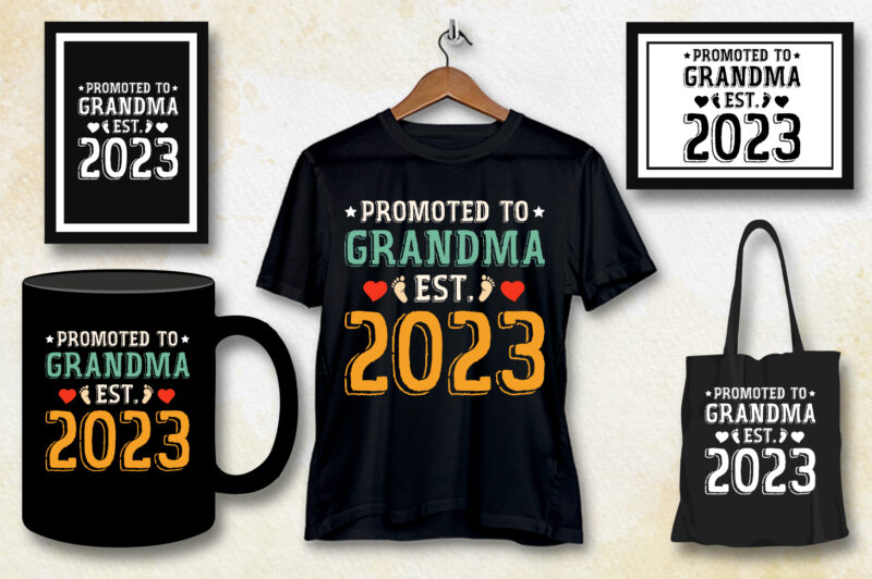 Promoted to Grandma Est 2023 T-Shirt Design