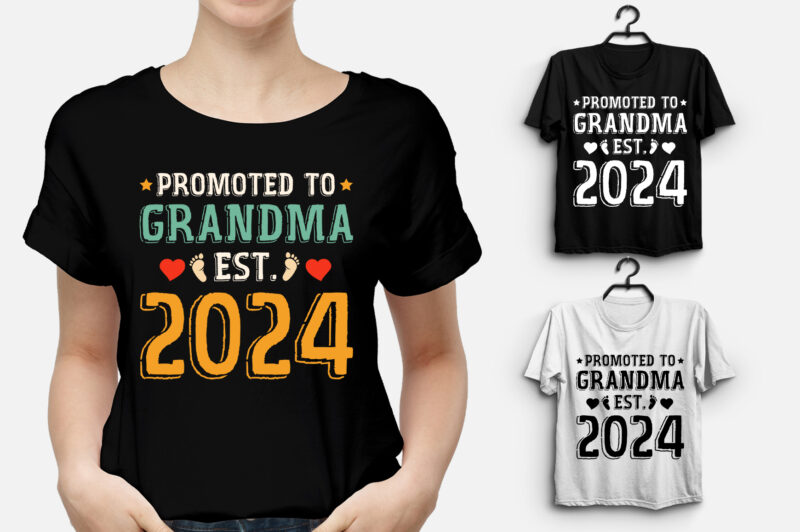 Promoted to Grandma Est 2024 T-Shirt Design